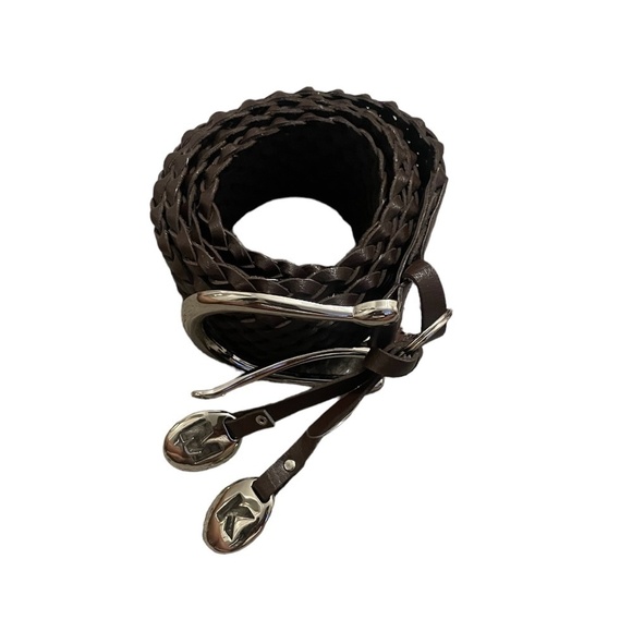 Michael Kors Braided Genuine Leather Belt Weave Casual Boho Brown Women\'s Size M main image 5
